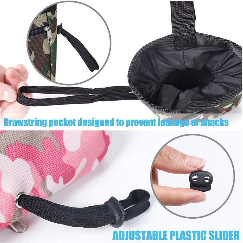 [Australia] - Dog Treat Pouch Training Bag with Clip, Outdoor Training Dog Snack Reward Waist Pocket Pet Feed Training Pouch Pink/Green 