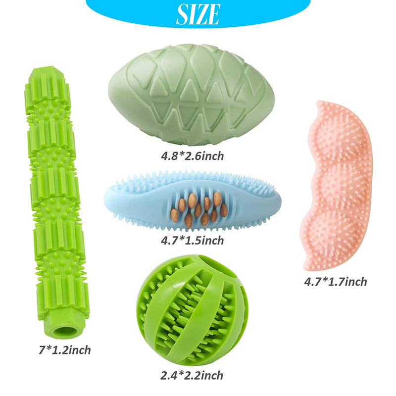 Etrustor Puppy Toys,5-Pack Puppy Teething Chew Toys 100% Natural Rubber Dog Chew Squeaky Toys Puppy Relieve Itching and Teeth Cleaning Small Medium Dog Chew Toys… stick+pea+football+sea cucumber+watermelon - PawsPlanet Australia