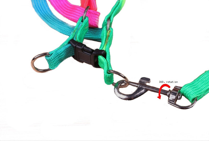 yueton Dog Pet Puppy Cat Kitty Adjustable Nylon Leash Rainbow Dog Chest Straps Chain Seven Color Traction Thoracic Dorsal Suits Dog Rope Dog's Leash Chain - PawsPlanet Australia