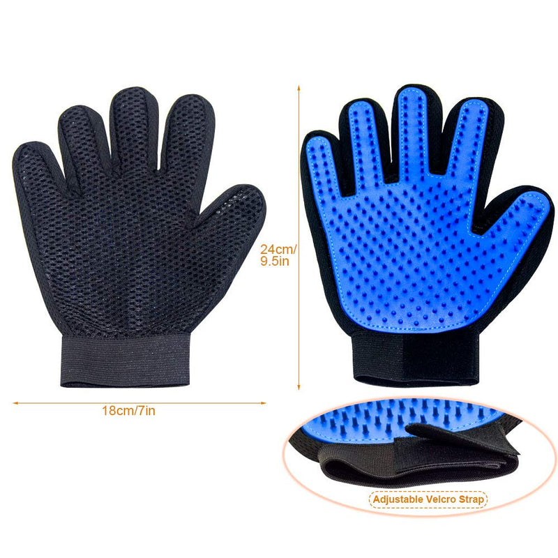 [Australia] - Pet Grooming Glove - Gentle Pet Hair Remover Mitt - True Touch Deshedding Glove for Cats, Dogs for Long & Short Fur - Enhanced Five Finger Design for Cat Grooming Gloves Brush(One Pair) 