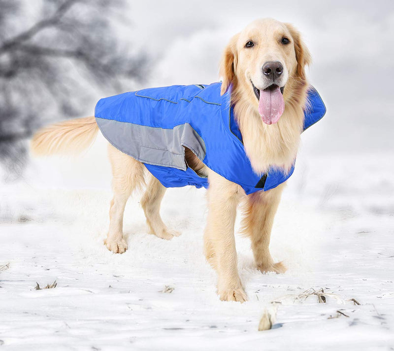 RC GearPro Cotton Dog Jacket for Cold Winter Dog Coat Clothes Cozy Waterproof Windproof Vest Winter Coat for Small Medium Large Dogs 2XL Blue - PawsPlanet Australia