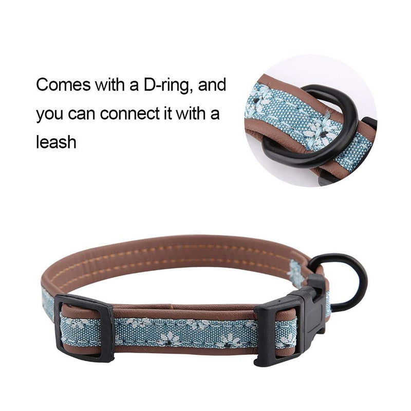 Pssopp Adjustable Soft PU Dog Collar Cute Floral Pattern Dog Collars Quick Release Dog and Puppy Collar Cat Safety Breakaway Collar for Small Medium Large Dogs(XS) XS - PawsPlanet Australia