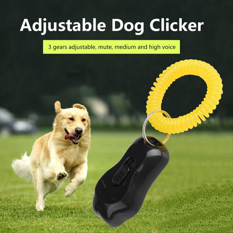 Pssopp Pet Training Clicker Adjustable 3 Gears Dog Training Clicker Paw Shaped with Wrist Strap for Cats Birds Horse Perfect for Behavioral Training (Black) Black - PawsPlanet Australia