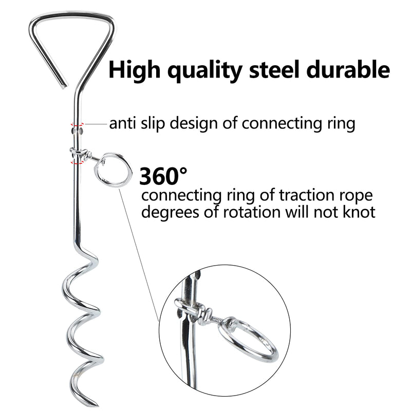 Jodsen Dog Spike,2 x 6Ft Dog Tie Out Cable for Outside,Metal Pet Stake Spiral Shape Tie-Out Dog Chains Ground Spike for Camping Yard,Suit for Small Medium and Large Pets - PawsPlanet Australia