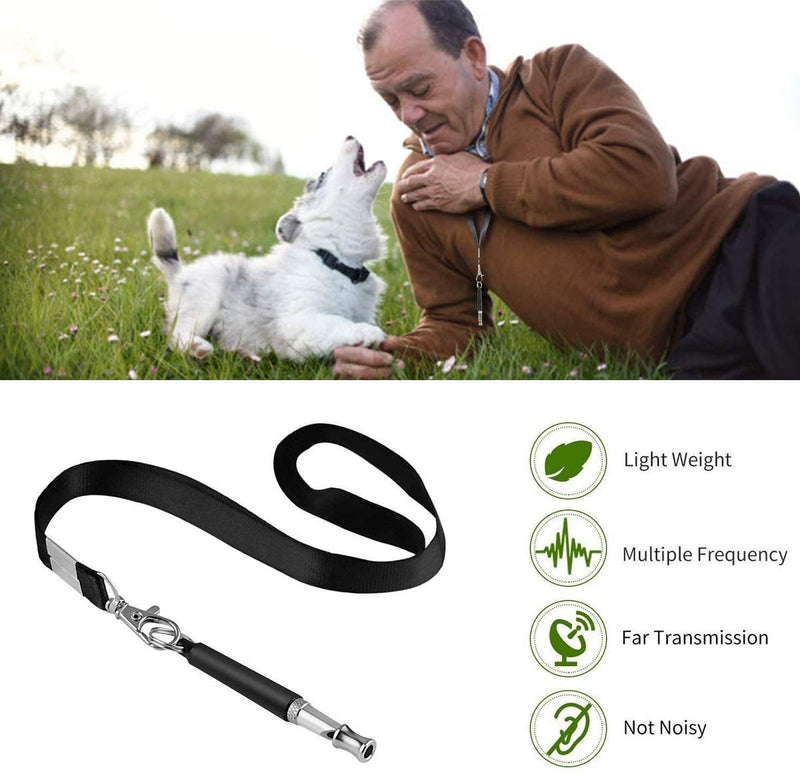 LFEEY Dog Whistle to Stop Barking Adjustable Pitch Ultrasound Dog Training Whistles with Lanyard Pet Training Tool Black(2 Pack) - PawsPlanet Australia