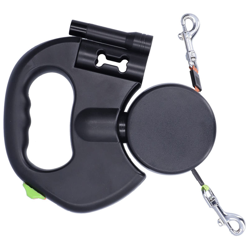 Nimoa Dog Leash, Automatic Dog Leash Retractable Double Dog Leash Dog Lead Pet Leash 1 Tow Rope 2 Retractable Double Dog Leash with Flashlight and Bag Dispenser - PawsPlanet Australia