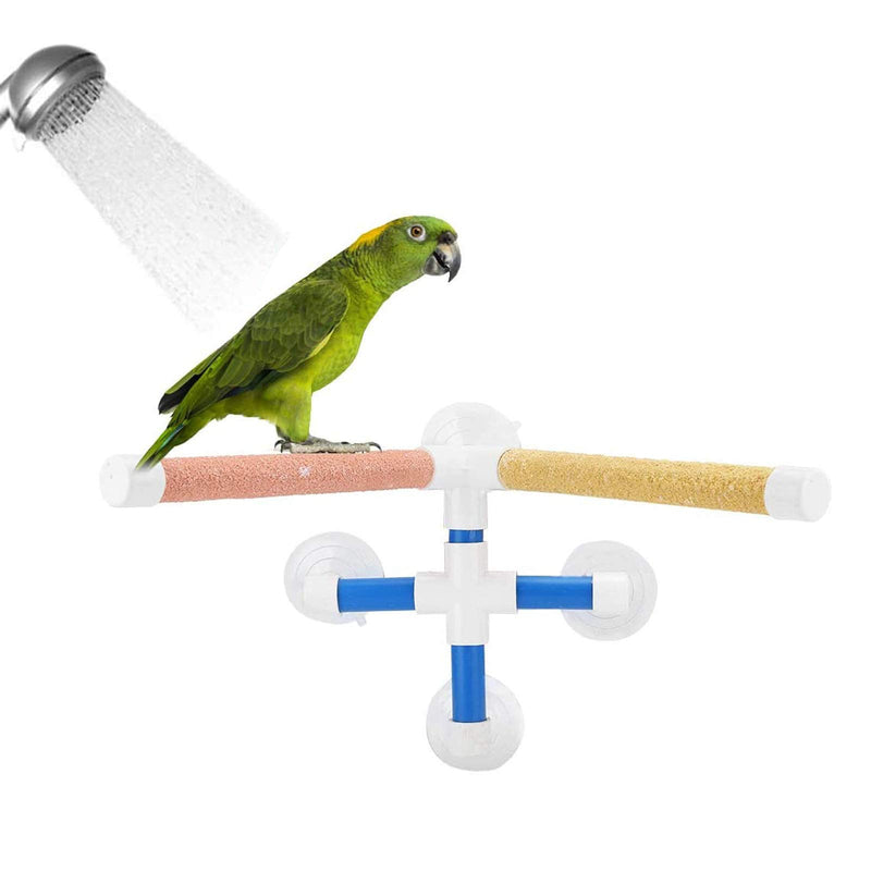 X-zoo Parrot Perches, Portable Shower Stand with Suction Cup and Perches Bird Stand in Quartz Sand Surface for Paw Grinding, Window Perch for Birds - PawsPlanet Australia