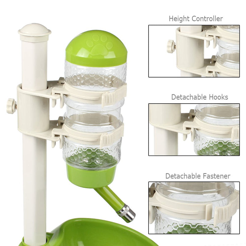 [Australia] - Pawow Pet Dog Cat Automatic Water Food Feeder Bowl Bottle Standing Dispenser Green 