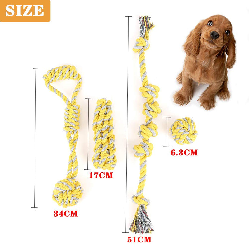 6 PCS Puppy Dog Chew Toys, Strong Dog Toys for Tough Chewers, Dog Chew Rope Toys from 8 Weeks Dog Gift Sets, Dogs Treats Toys for Small and Medium Dog (Rope Toy - 4PCS) Rope Toy - 4PCS - PawsPlanet Australia