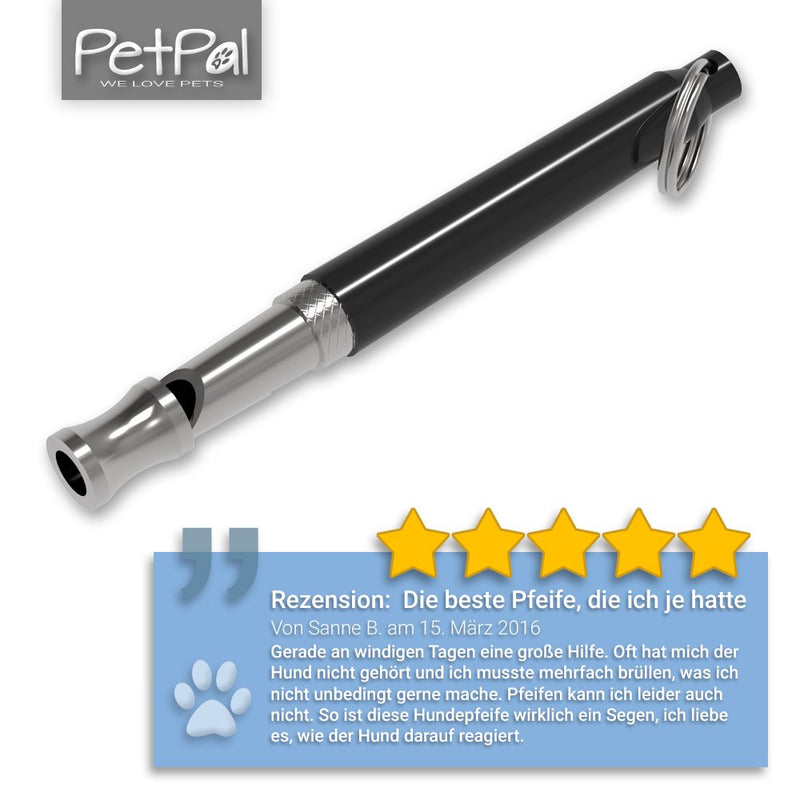 PetPäl Premium Dog Whistle | Train Stop Barking | FREE Lanyard Strap | Bark Control | Silent Whistle for Training for Dogs & Puppy | Ultrasonic Patrol Sound | Individual Adjustable Frequency Black - PawsPlanet Australia