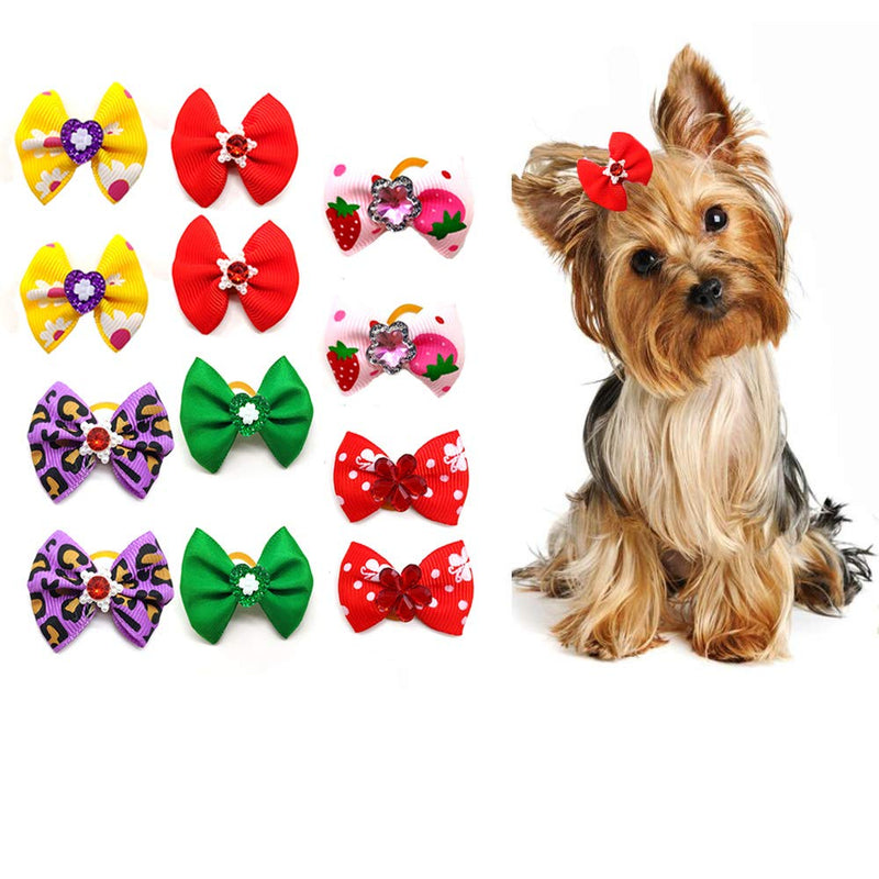 Yagopet 50pcs/Pack Cute New Dog Hair Bows Pairs Rhinestone Pearls Flowers Topknot Mix Styles Dog Bows Pet Grooming Products Mix Colors Pet Hair Bows Topknot Rubber Bands - PawsPlanet Australia