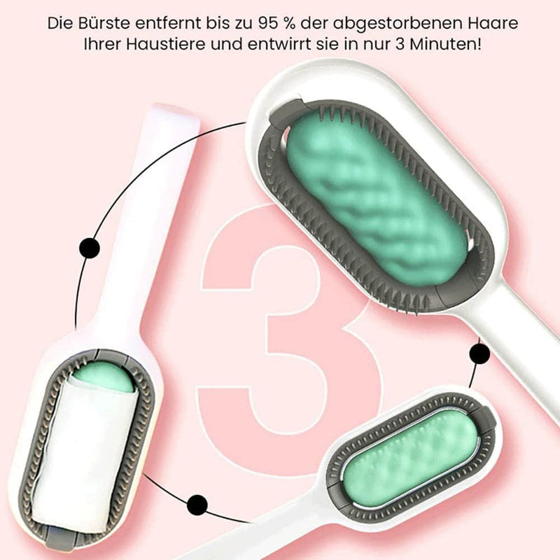 Pet Brush Grooming Comb,Self Cleaning Cat Dog Slicker Brushes with Wet Wipes,Soft Bristles Pet Grooming Brush for Massage and Removal of Loose Hair Tangled Hair rose Long-haired - PawsPlanet Australia