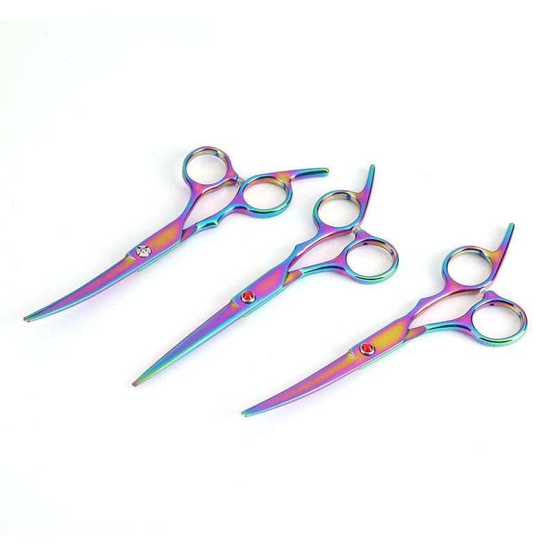 Pet Grooming Scissors Set, 5 Pcs Professional Pet Trimmer Kit Colorful Stainless Steel Dog Cat Hair Thinning Cutting Scissors with Curved Scissors Grooming Comb - PawsPlanet Australia