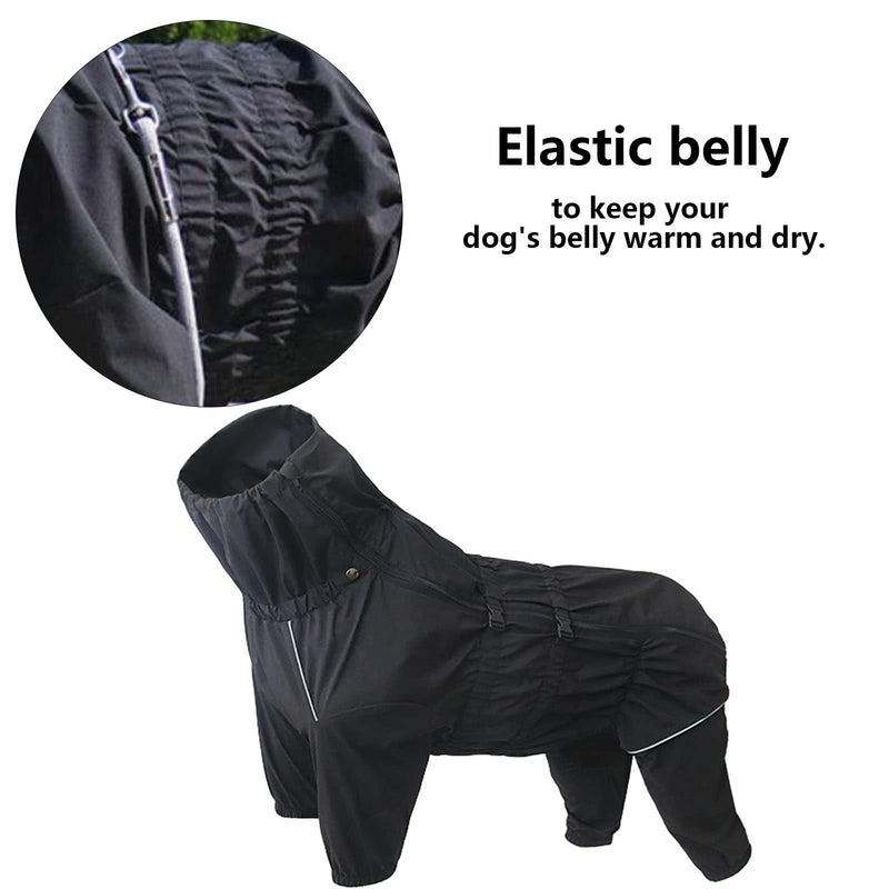 Geyecete1/2 Leg Trouser Suit?Dog Raincoat with high Waterproof for Dogs Reflective Four-Leg rain Gear Jumpsuit for Puppies Small Medium pet-Black-S S Black - PawsPlanet Australia