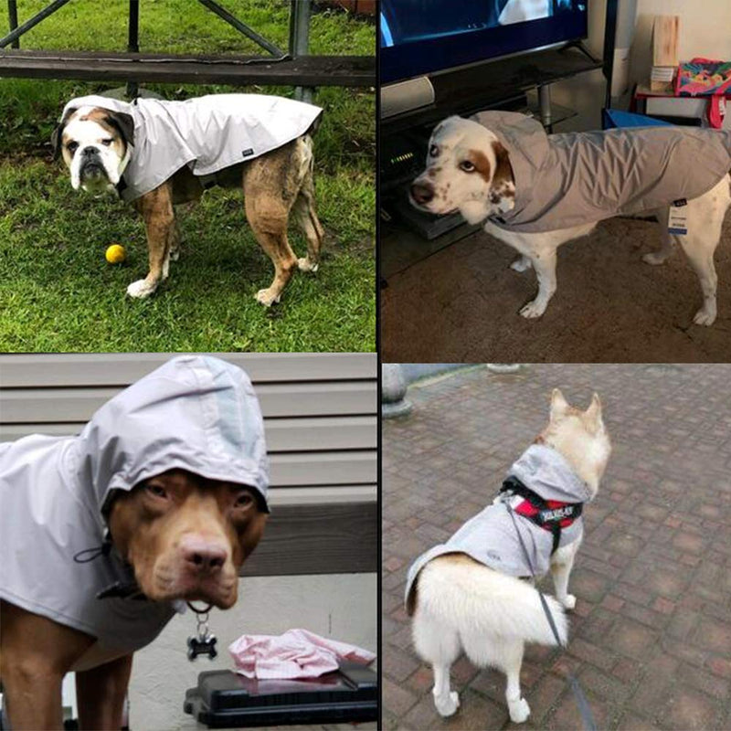 Nourse CHOWSING Dog Raincoat Lightweight Waterproof Dog Raincoats, with Reflective Safety Strip & Leash Hole Raincoat, for Large & Medium Dogs Grey (XXL) XXL- Up to 66 LBS - PawsPlanet Australia