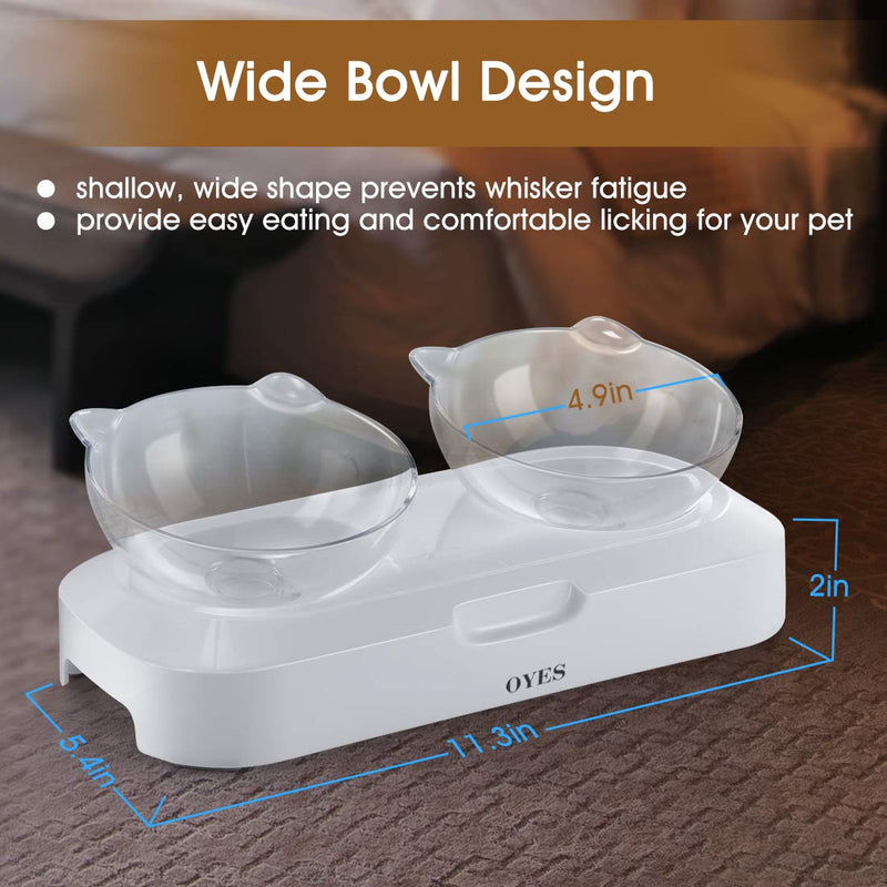 [Australia] - OYES Elevated cat Bowls,15°Tilted Raised Cat Food and Water Bowl Pet Feeder Bowls for Cat and Small Dog Double bowls 