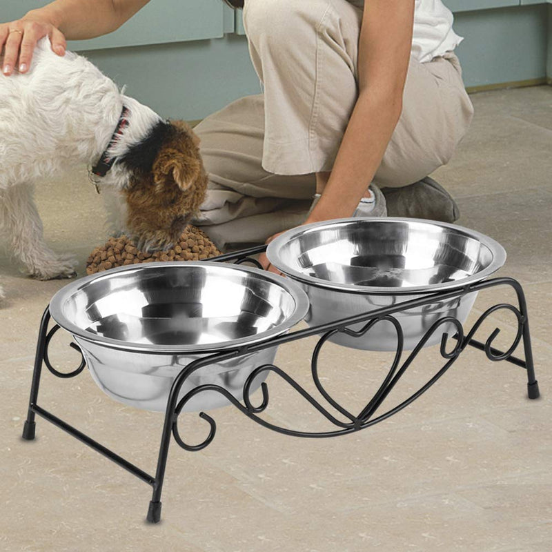 Raised Dog Bowl Dishes Shelf Stand Two Piece, Removable ReusableStainless Steel Double Dog Cat Food Water Bowls with No Spill, Removable Reusable Feeder Lifted for Small or Middle-sized Dog - PawsPlanet Australia