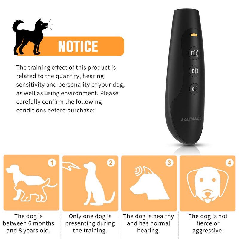 [Australia] - RUNACC Anti Barking Device with 3 Adjustable Ultrasonic Level,Rechargeable Dog Barking Deterrent Devices,Automatic Ultrasonic Dog Barking Control Devices,Dog Training Aid Control Range of 16.4 Ft 