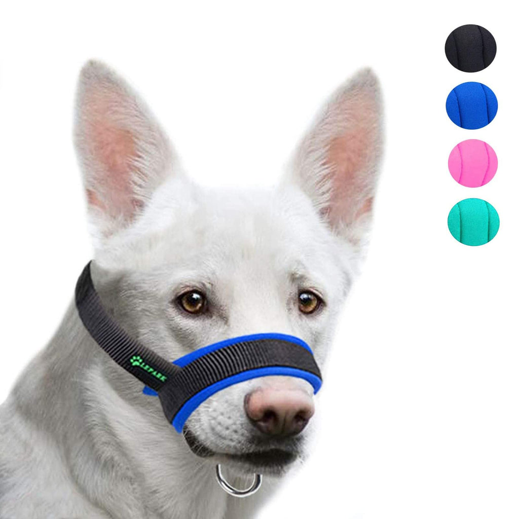 ILEPARK fabric muzzle to stop dogs from biting, barking and chewing, adjustable neck, breathable (XL, blue) XL blue - PawsPlanet Australia