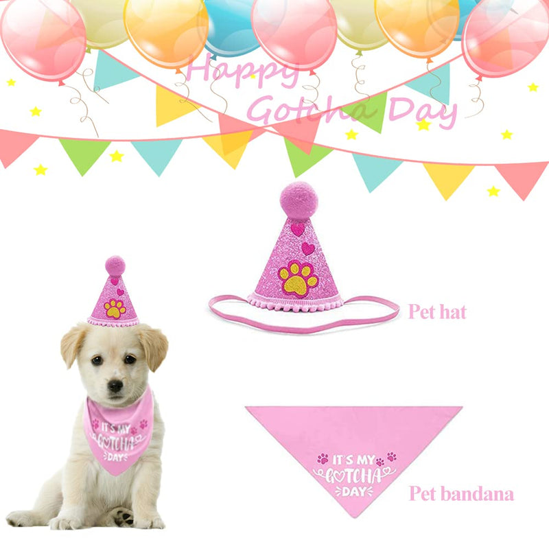 ASOCEA Gotcha Day Dog Bandana Boy Girl Happy Birthday Triangle Scarf Bibs Pet Adoption Party Decor Accessories Blue Cone Hat Banners Print Balloons for Dogs Cats Puppy - PawsPlanet Australia