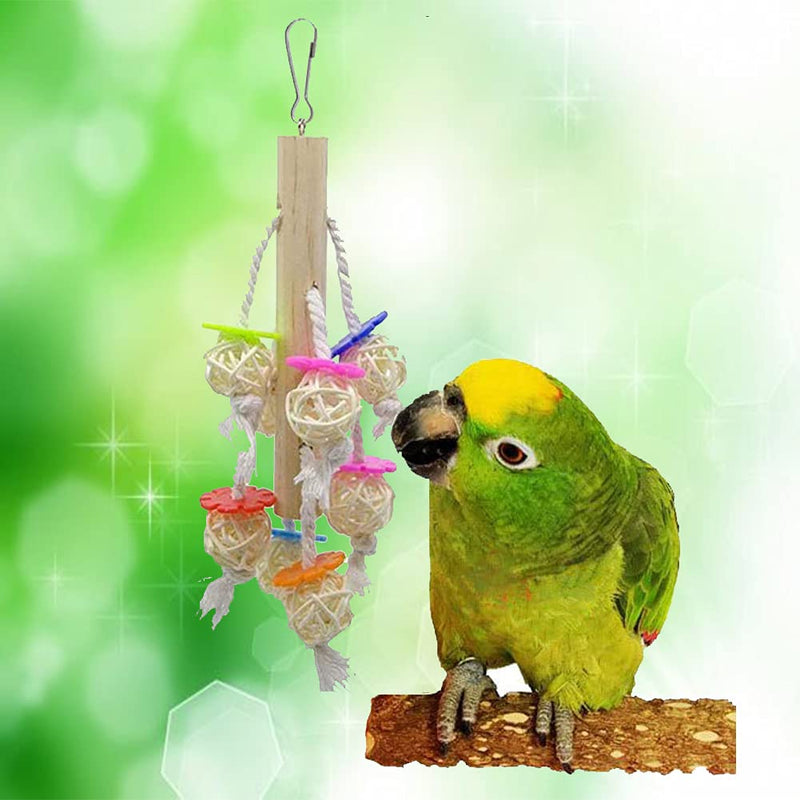 JIAYUE Bird Parrot Swing Toys - 12pcs, Parrots Chewing Toys Natural Wood Bungee Bird Toy for Small Parakeets, Cockatiels, Conures, Finches, Budgie, Macaws, Parrots, Love Birds Cage Accessories - PawsPlanet Australia