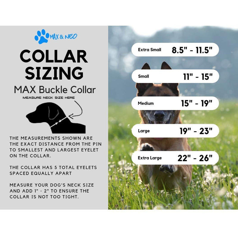 [Australia] - Max and Neo MAX Reflective Metal Buckle Dog Collar - We Donate a Collar to a Dog Rescue for Every Collar Sold Medium PINK 