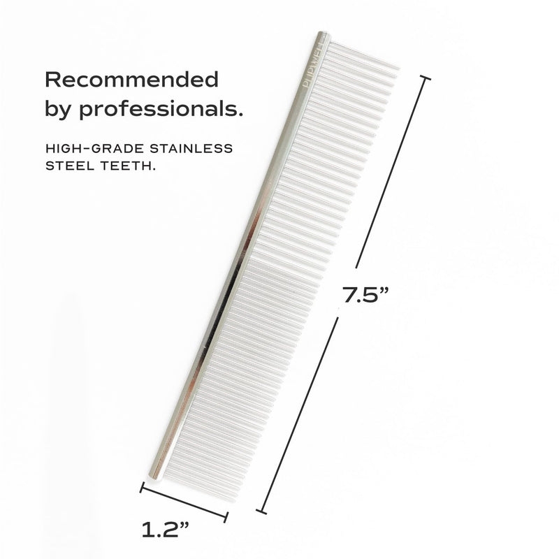 Pupwell Sterling Silver Metal Everyday Dog Comb for Grooming and Removing Tangles and Knots with Rounded Teeth and Good for All Dogs - PawsPlanet Australia