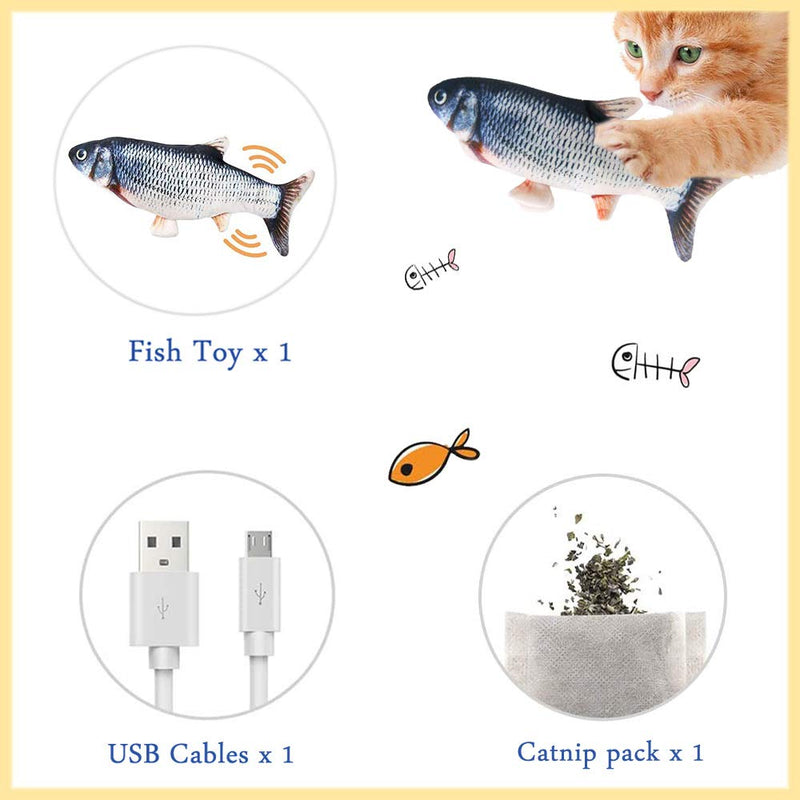 YOUYIKE Catnip Fish Toys, Electric Simulation Wagging Fish, USB Realistic Plush Moving Fish for Cat, Indoor Funny Cat Interactive Electric Toys, Perfect for Pet Chewing and Biting (Black) - PawsPlanet Australia
