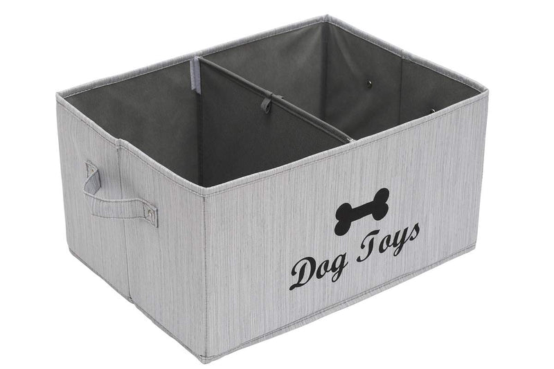 Morezi Large dog basket with lid 42 x31cm canvas dog toy box - Perfect dog toy basket for organizing dog cat toys and accessories - Grey - PawsPlanet Australia