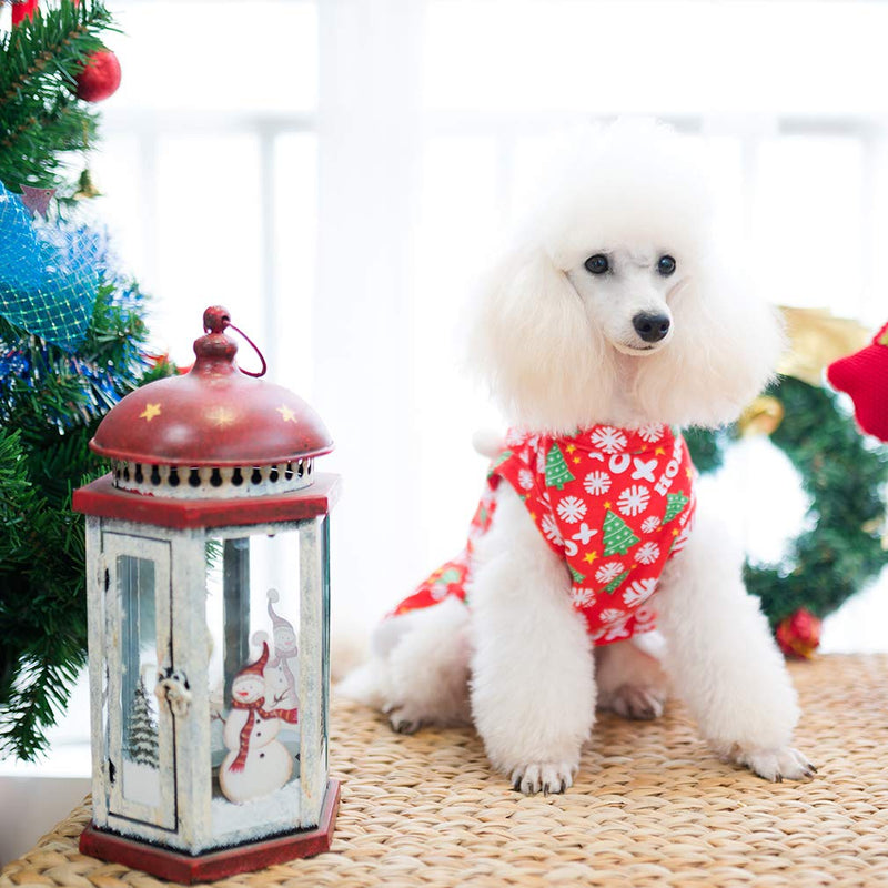 [Australia] - PUPTECK Christmas Dog Dress with Bowtie - Cute Dog Plush Ruffle Dresses Pet Clothes - Red Party Birthday Apparel for Small Medium Dogs Cats 