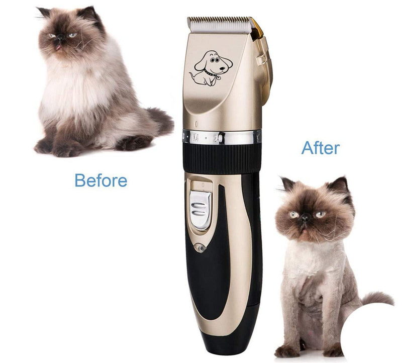 DAMAIFENG Professional Electric Dog Clippers High Power Pet Clippers Rechargeable Wireless Dog Hair Trimmer Pet Grooming Tools for Dogs Cats and Other Pets (Black gold) - PawsPlanet Australia