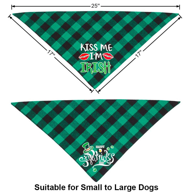 St. Patrick's Day Dog Bandana Green Plaid Pet Bandana Triangle Bibs Scarf Accessories for Small Medium Large Dog (Style 1) Style 1 - PawsPlanet Australia