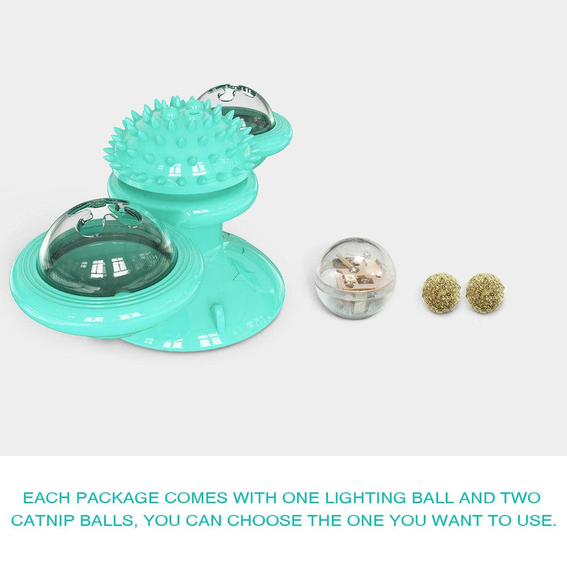 YUTANG Interactive Cat Catnip Toy for Indoor Cats, Windmill Catnip Toy Funny Kitten Toys Cat Toothbrush Toy Cats Hair Brush Turntable Massage Scratching Tickle Toy with Suction Cup Blue - PawsPlanet Australia