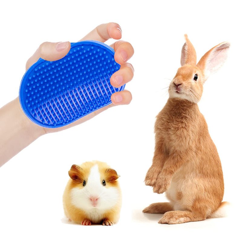 WXJ13 4 Pieces Rabbit Grooming Kit Includes Rabbit Grooming Brush, Pet Nail Clipper, Double-Sided Pet Comb, Pet Shampoo Bath Brush with Adjustable Ring Handle for Rabbit Hamster Bunny Guinea Pig, Blue - PawsPlanet Australia