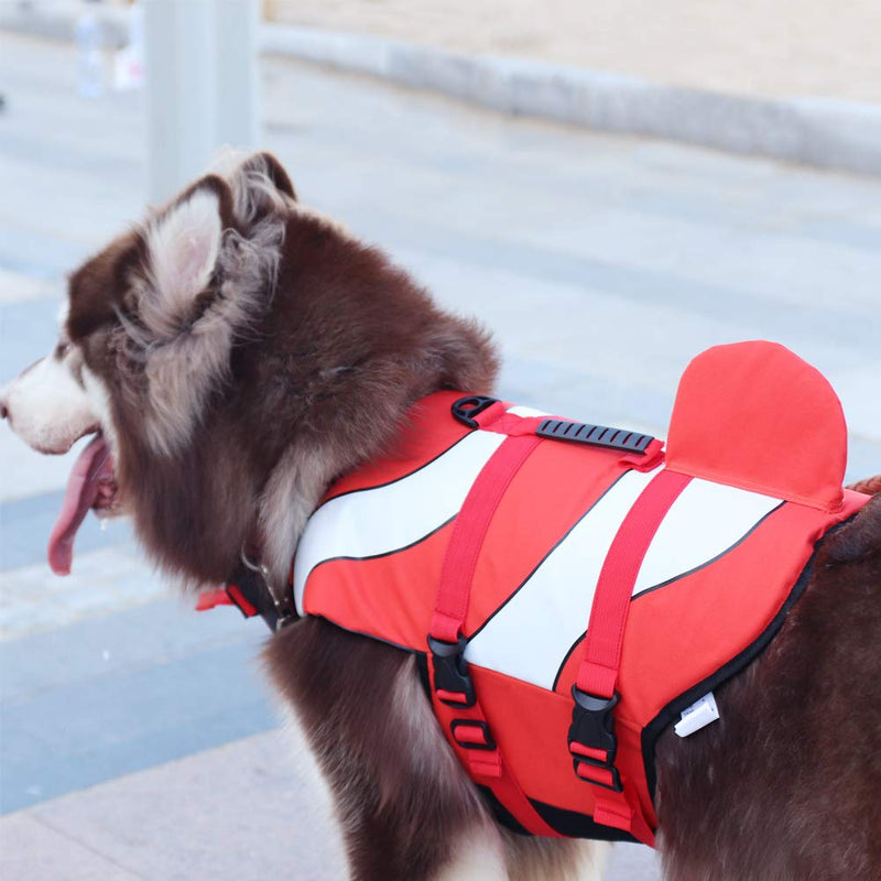 SILD Pet Life Jacket Adjustable Dog Lifesaver Safety Vest Pet Life Preserver Dog Saver Life Vest Dog Lifejacket Vest Dog Swimming Jacket (Clownfish, Large) Clownfish - PawsPlanet Australia