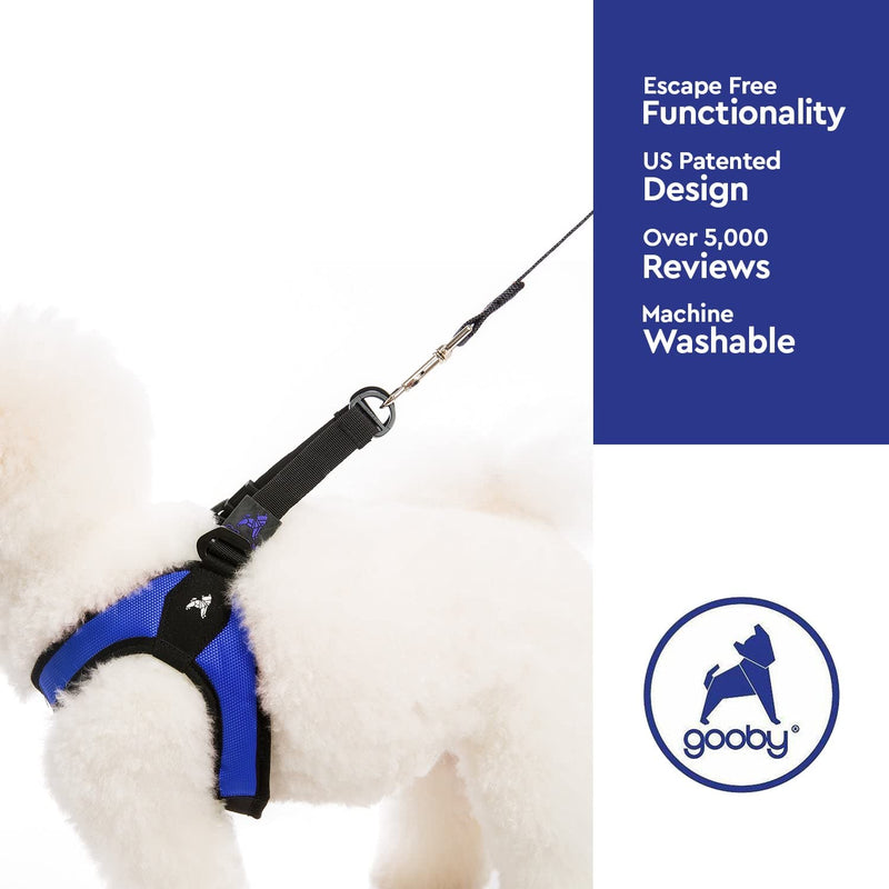 Gooby Escape Free Easy Fit Harness - No Pull Step-in Patented Small Dog Harness with Quick Release Buckle - On The Go No Pull Harness for Small Dogs or Medium Dog Harness for Indoor and Outdoor Use X-Small chest (15~17.25") Blue - PawsPlanet Australia