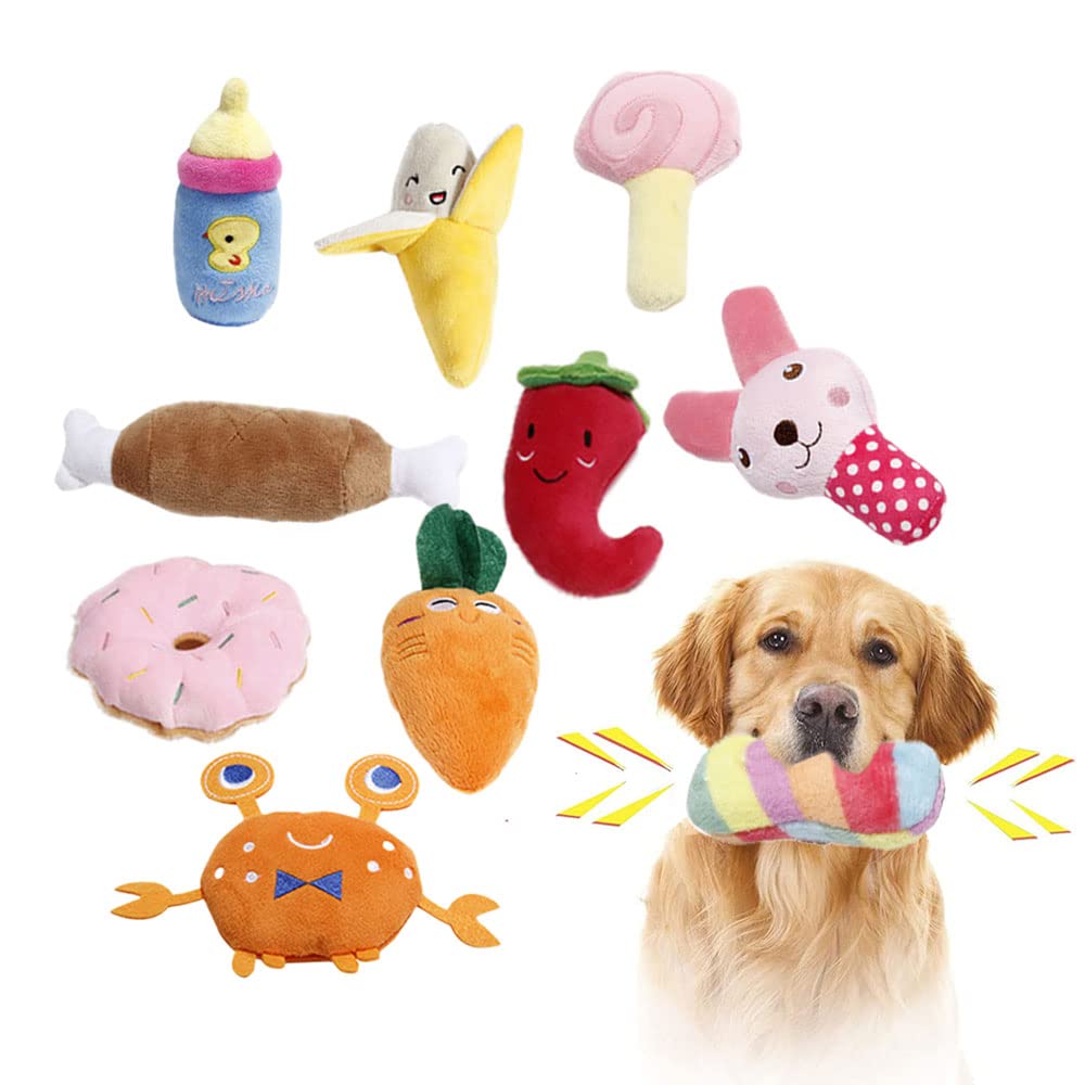 BBAOO Dog Toys Small Dogs, Pack of 10 Plush Toys, Squeaky Puppy Toys, for Cleaning Dog Teeth, Interactive Training Toys for and Medium Dogs - PawsPlanet Australia