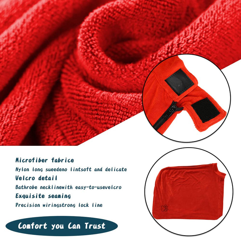 UOMIO Dog Dry Bag, Dog Bathrobe for Swimming or Rain Hiking, Super Absorbent S Red - PawsPlanet Australia
