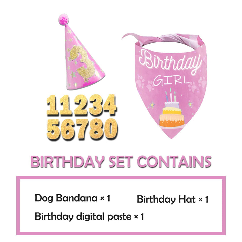 COOLBEY Dog Birthday Bandana Scarf and Birthday Party Hats for Small and Medium-Sized Dogs and Cats Pets, Happy Birthday Balloons Blue or Pink Pets Princess（Pink） - PawsPlanet Australia