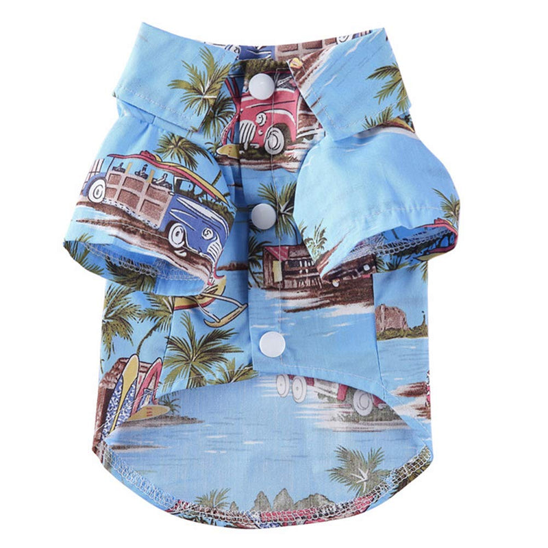 Tangpan Hawaiian Beach Coconut Tree Print Dog Shirt Summer Camp Shirt Clothes Medium Light Blue - PawsPlanet Australia