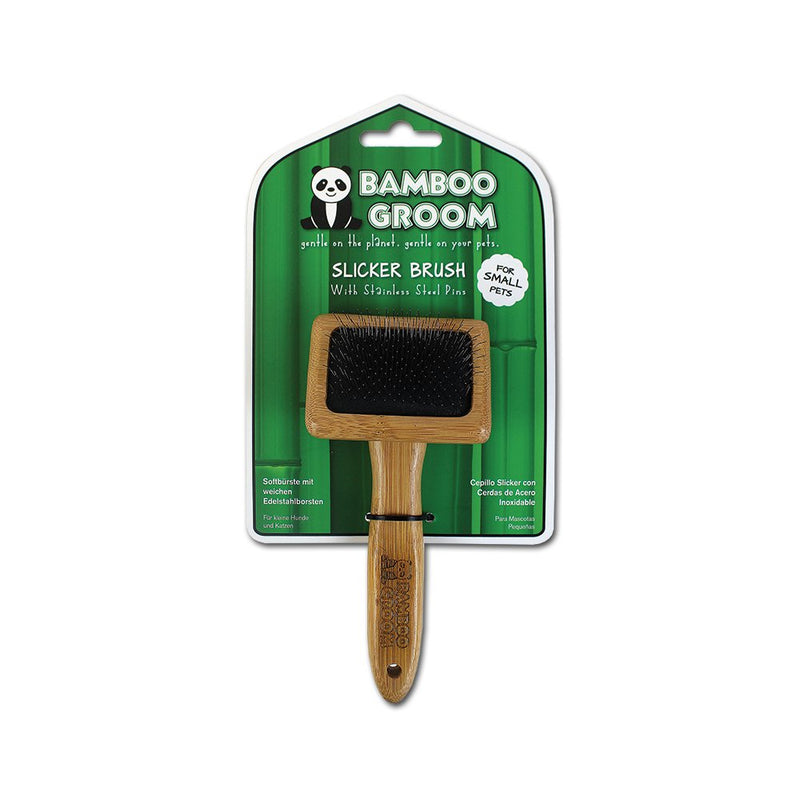 [Australia] - Bamboo Groom Slicker Brush with Stainless Steel Pins for Pets Small 