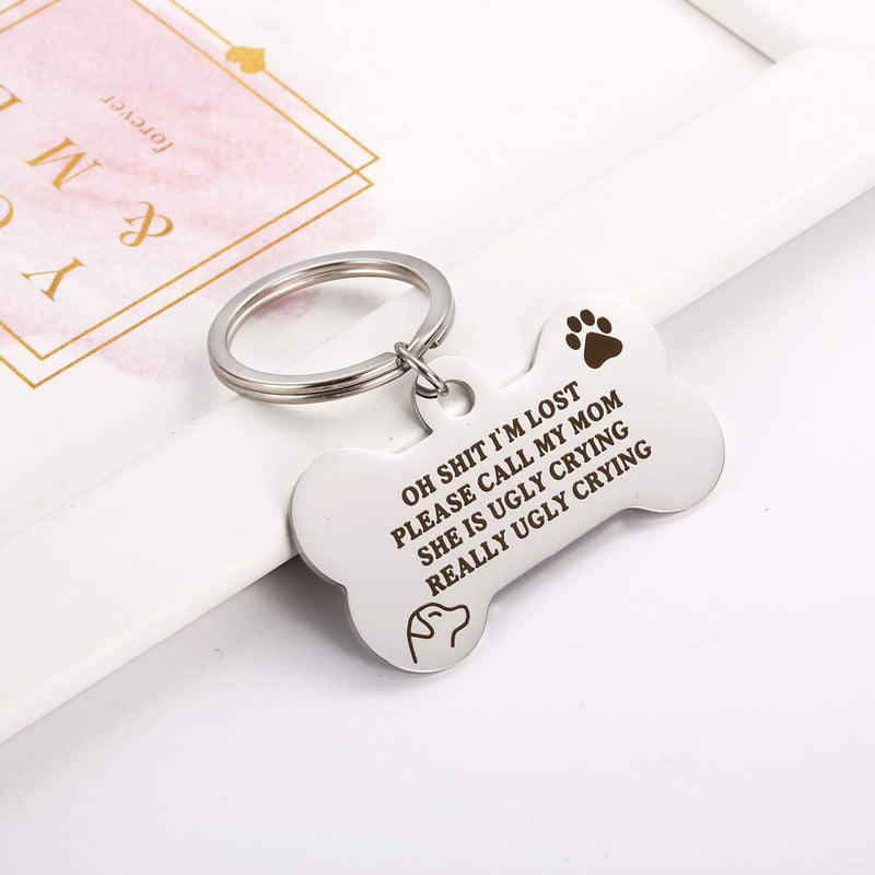 [Australia] - Funny Dog Tag Jewelry, Oh Sht, I'm Lost-Adorable Bone for Small Breed Dogs Keychain, Pet ID Key Chain Tag, Kitten Cat Collar Keyring Gifts for Puppy Lovers Parents 