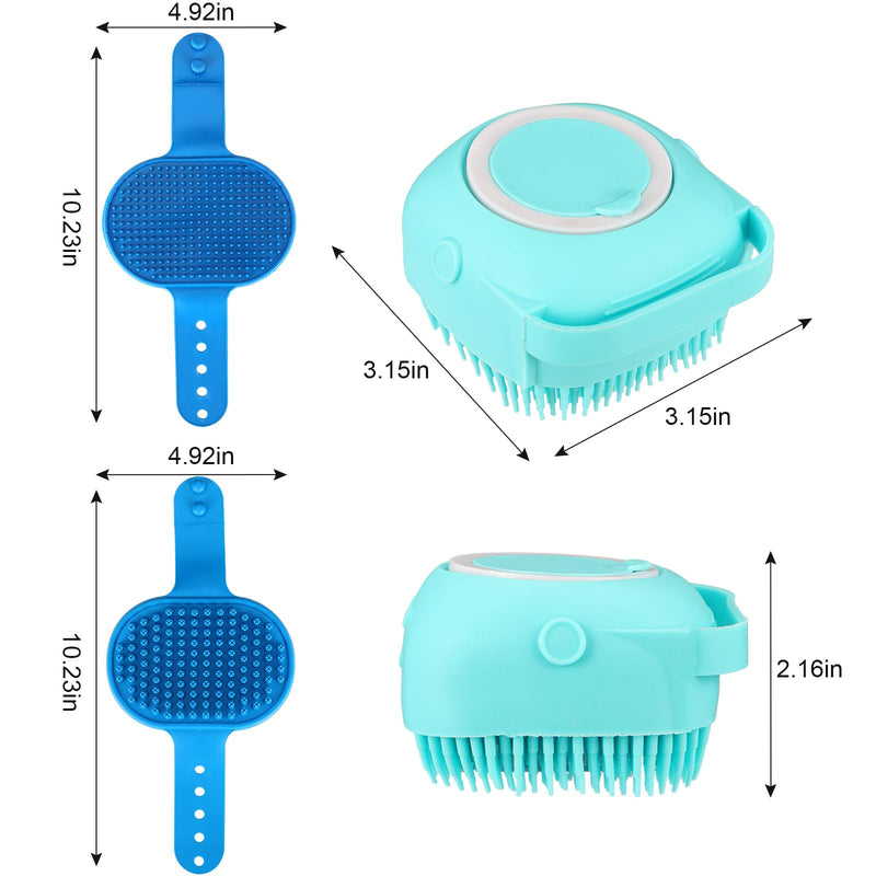 VIWIK 3PCS Dog Bath Brush, Dog Scrubber for Bath, Dog Bath Supplies, Dog Shampoo Brush with Adjustable Ring Handle, Bathing and Massaging Brush Christmas Gifts for Long Short Haired Dogs and Cats Blue Brush-3PCS - PawsPlanet Australia