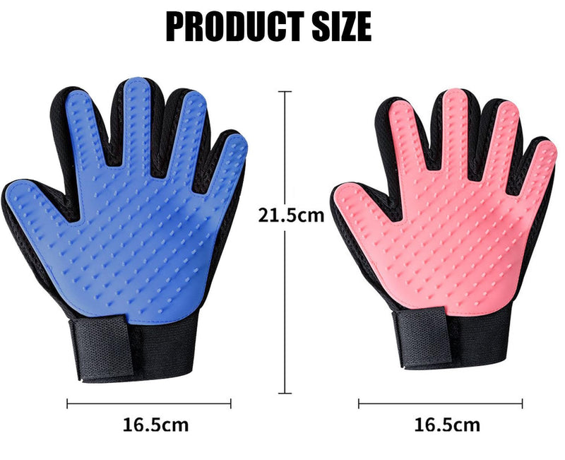 AIRFUL 2 pairs of cat grooming gloves, double-sided pet glove brush, right hand cat glove grooming for short hair and long hair, light blue - 4 pieces - PawsPlanet Australia