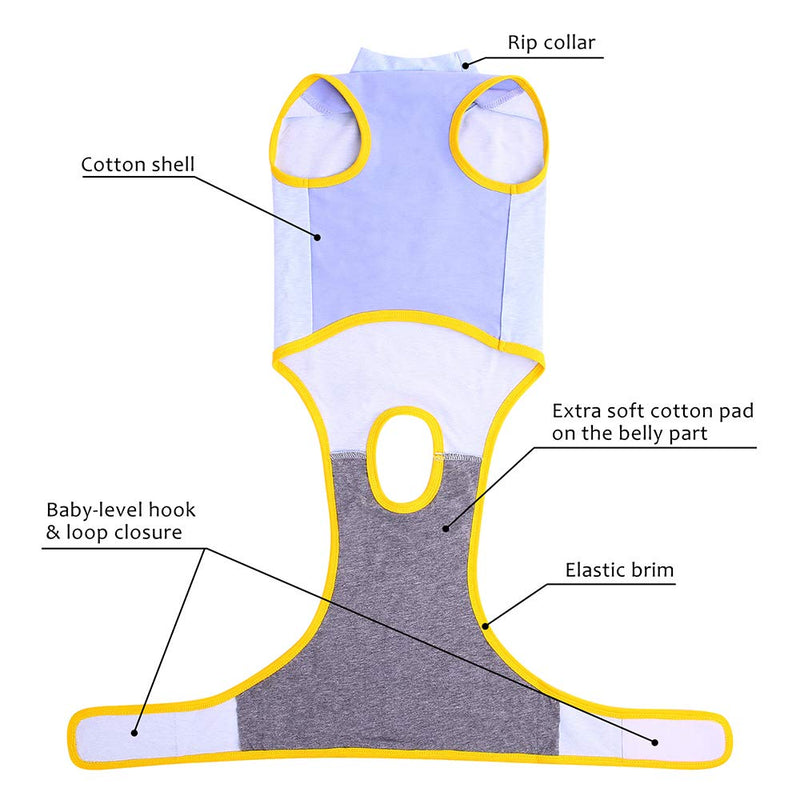 Kuoser Dog Recovery Suit for Small/Medium/Large Size, Cat Abdominal Wound/Skin Disease Protector, Puppy After Surgery Wear, E-collar Alternative for Pet Indoor/Outdoor XS-Back Length:8.3-11.4" - PawsPlanet Australia