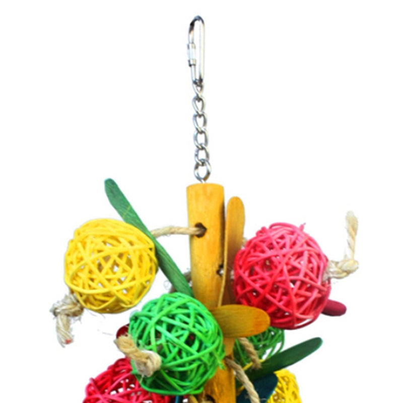 [Australia] - Pet Parrot Chewing Swing Toys with Rattan Ball String Hanging Rope Bells for Macaw African Greys Budgies(2 Design) B 
