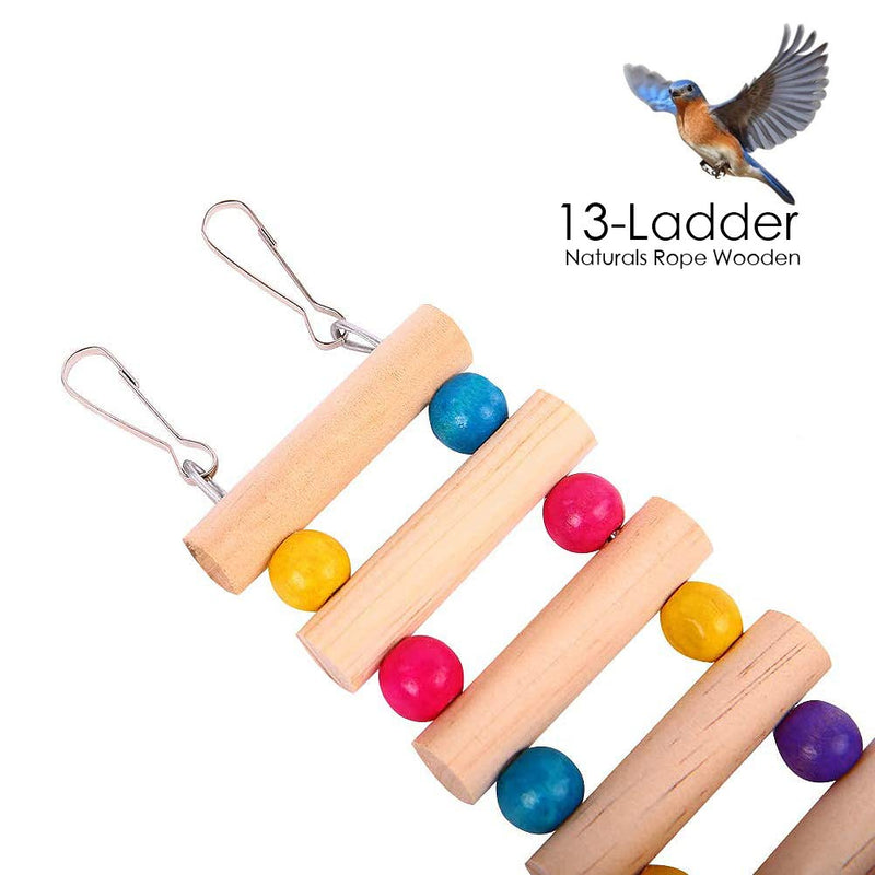 Rope Ladder Bird Toy, Naturals Rope Wooden Bird Toy Swing Ladder Toy for Parrots Pet Hamster Bird Bird Parrot Toys Ladders Swing Chewing Toys Hanging Pet Bird Cage Accessories, 12''x2.4''(30cm6cm) - PawsPlanet Australia