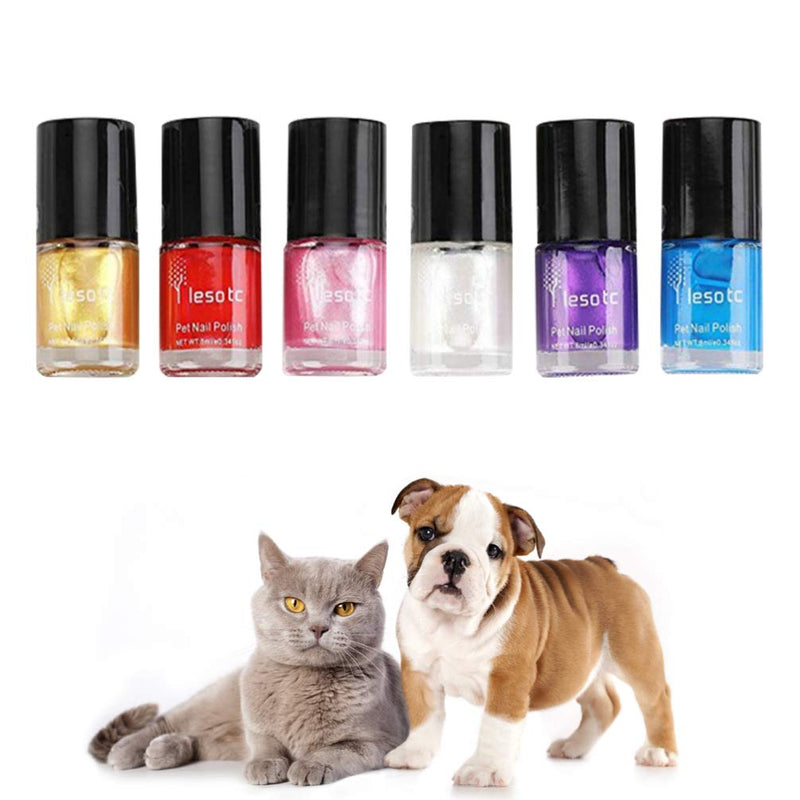 POPETPOP Pet Dog Nail Polish Non-Toxic Water-Base Healthy Ingredients Pet Supplies 6pcs - PawsPlanet Australia