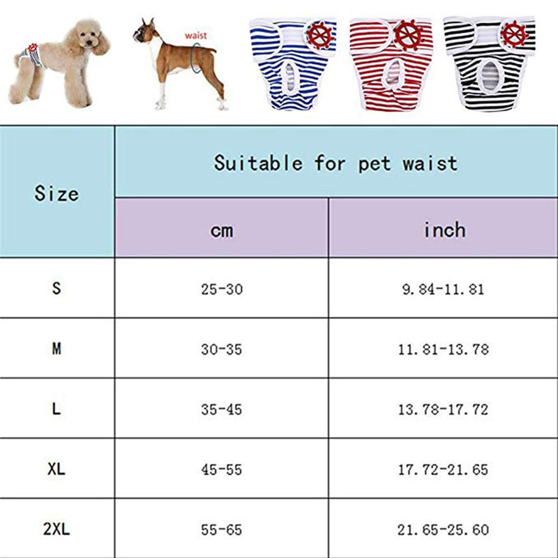 SHUIBIAN 3 Pack Dog Nappies Pet Diapers Adjustable Sanitary Underwear Hygienic Pants Short Cotton Reusable Washable Dog Physiological Pants with Dog Teeth Clean Elastic Ball L - PawsPlanet Australia