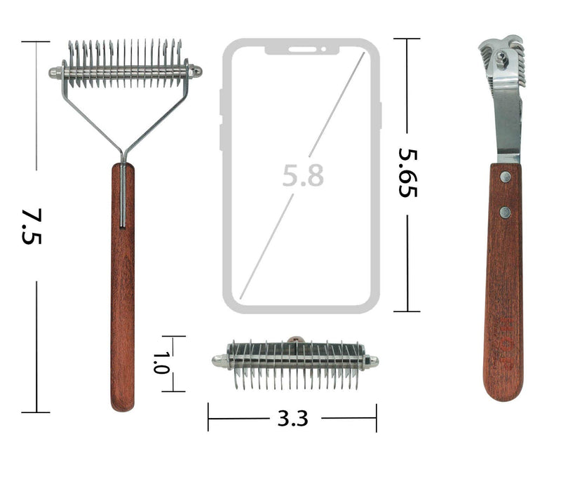 [Australia] - Upgrade Pet Grooming Rake - 2 Sided Grooming Undercoat Rake Stripper Tool for Dogs, Cats, Rabbits - Safe Dematting Comb for Easy Mats & Tangles Removing - No More Nasty Shedding and Flying Hair. 